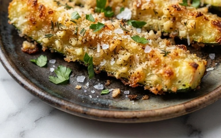 Irresistibly Crunchy Garlic Parmesan Roasted Zucchini