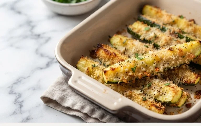 Irresistibly Crunchy Garlic Parmesan Roasted Zucchini