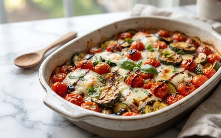 Balsamic Zucchini Tomato Bake